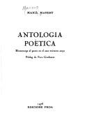 Cover of: Antologia poètica by Marià Manent