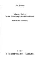 Cover of: Johannes Brahms in den Erinnerungen von Richard Barth: Barths Wirken in Hamburg