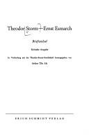 Cover of: Theodor Storm--Ernst Esmarch, Briefwechsel: krit. Ausg.