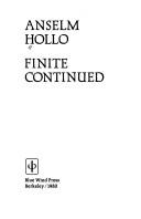 Cover of: Finite continued by Anselm Hollo