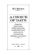 Cover of: A choice of days by H. L. Mencken