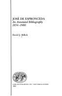 Cover of: José de Espronceda, an annotated bibliography, 1834-1980