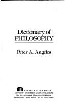 Cover of: A dictionary of philosophy by Peter Adam Angeles