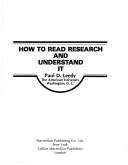 Cover of: How to read research and understand it