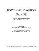 Cover of: Information to authors, 1980-1981: editorial guidelines reproduced from 246 medical journals