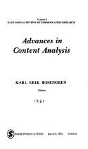 Cover of: Advances in content analysis by Karl Erik Rosengren, editor.