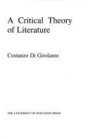 Cover of: A critical theory of literature