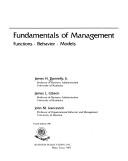 Cover of: Fundamentals  of management by James H. Donnelly