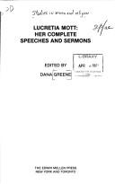 Cover of: Lucretia Mott, her complete speeches and sermons by Lucretia Mott