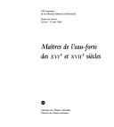 Cover of: Maîtres de l'eau-forte des XVIe et XVIIe siècles: [catalogue d'une expositionau] Musée du Louvre (30 mai-25 août 1980)