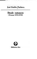 Cover of: Desde entonces: poemas, 1975-1978