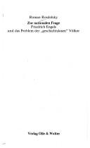 Cover of: Zur nationalen Frage: Friedrich Engels und das Problem der 'geschichtslosen' Völker.