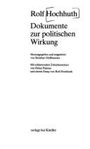 Cover of: Rolf Hochhuth: Dokumente zur politischen Wirkung