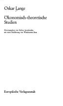 Cover of: Ökonomisch-theoretische Studien