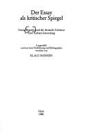 Cover of: Der Essay als kritischer Spiegel: Georg Brandes und die deutsche Literatur : eine Aufsatz-Sammlung