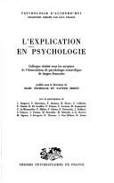 Cover of: L' Explication en psychologie: colloque