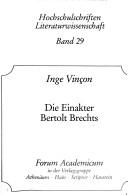 Cover of: Die Einakter Bertolt Brechts by Inge Vinçon