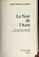 Cover of: Le noir de l'azur by Jean Clarence Lambert
