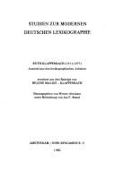 Cover of: Studien zur modernen deutschen Lexicographie by Ruth Klappenbach