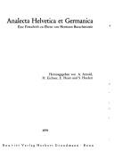 Cover of: Analecta Helvetica et Germanica: e. Festschr. zu Ehren von Hermann Boeschenstein