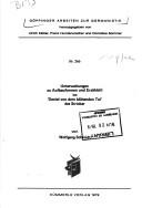 Cover of: Untersuchungen zu Aufbauformen und Erzählstil im 'Daniel von dem blühenden Tal' des Stricker