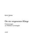 Cover of: Die nie vergessenen Klänge: Erinnerungen an Wilhelm Furtwängler
