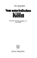 Cover of: Vom unterirdischen Köln by Otto Doppelfeld