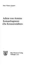 Cover of: Achim von Armins [sic] Romanfragment "Die Kronenwächter" by Hans Vilmar Geppert
