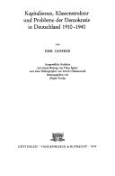 Cover of: Kapitalismus, Klassenstruktur und Probleme der Demokratie in Deutschland 1910-1940: ausgew. Aufsätze