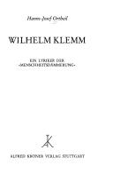 Cover of: Wilhelm Klemm by Hanns-Josef Ortheil