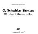 Cover of: G. Schneider-Siemssen by Günther Schneider-Siemssen