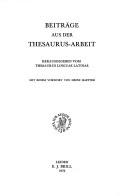 Cover of: Beiträge aus der Thesaurus-Arbeit
