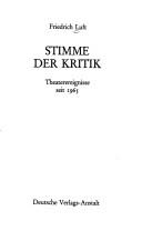 Cover of: Stimme der Kritik by Friedrich Luft