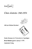 Cover of: Choix d'articles 1943-1974 by Knud Togeby