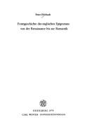Formgeschichte des englischen Epigramms von der Renaissance bis zur Romantik by Peter Erlebach