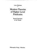 Cover of: Modern theories of higher level predicates: second intentions in the Neuzeit