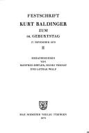 Festschrift Kurt Baldinger zum 60. Geburtstag by Kurt Baldinger, Manfred Höfler, Henri Vernay, Lothar Wolf