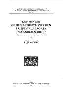 Kommentar zu den altbabylonischen Briefen aus Lagaba und anderen Orten by R. Frankena