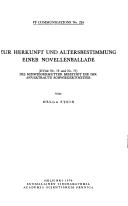 Cover of: Zur Herkunft und Altersbestimmung einer Novellenballade: (DV1dr Nr. 76 und Nr. 77) : die Schwiegermutter beseitigt die ihr anvertraute Schwiegertochter