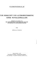 Zur Herkunft und Altersbestimmung einer Novellenballade by Helga Stein