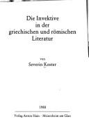 Cover of: Die Invektive in der griechischen und römischen Literatur