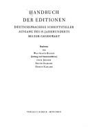 Cover of: Handbuch der Editionen: deutschsprachige Schriftsteller Ausgang d. 15. Jahrhunderts bis zur Gegenwart