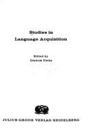 Cover of: Studies in language acquisition