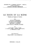Cover of: Le texte et la scène by Bernard Dort, Anne Ubersfeld