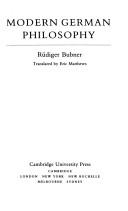 Cover of: Modern German philosophy by Rüdiger Bubner, Rüdiger Bubner