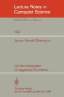 On the integration of algebraic functions by James Harold Davenport