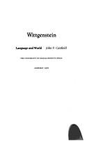 Wittgenstein, language and world by John V. Canfield
