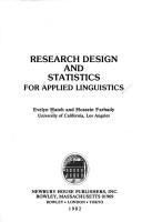 Cover of: Research design and statistics for applied linguistics by Evelyn Marcussen Hatch