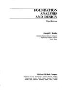Cover of: Foundation analysis and design by Joseph E. Bowles