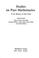 Cover of: Studies in pure mathematics